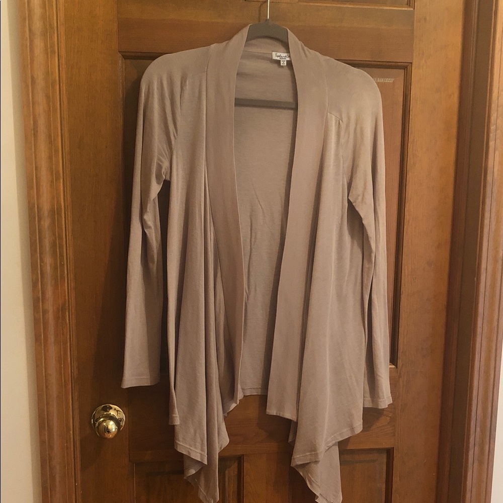Splendid Taupe Draped Open-Front Cardigan NWOT